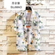 SUJING MAOGANG STYLE FLORALLE FLORTE MEN'S TRENDY SUMME Short à manches courte en ligne grande taille rétro belle plage top hawaïen 109 fleur et oiseau top-blanc m