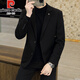 Pierre Cardin high-end casual woolen suit jacket men's autumn and winter new business slim single suit men's woolen suit Khaki XL /180