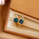 DOMEN Old Phoenix Gold Store Blue Topaz Aquamarine Plated 18K Gold Planet Earrings Earrings Retro Pomegranate Ruby Pomegranate Red (Gold)