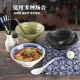 Japanese ramen bowl commercial spicy hot large bowl plastic instant noodle bowl soup noodle bowl imitation porcelain melamine bowl and chopsticks set tableware green lotus three-piece set