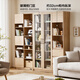 Quanyou Home Nordic style bookcase with door, living room hand-made display cabinet, balcony floor-standing wall storage glass cabinet