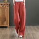 Woodpecker cotton and linen wide-leg pants for women in summer new Korean style fashionable straight-leg floor pants loose large size draped linen casual pants blue [lace-up style] 9793 M [recommended 100-115 Jin [Jin equals 0.5 kg]]