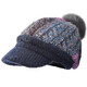 Kenmont Fever Antibacterial Wool Hat Beret Women's Winter Korean Knitted Hat Versatile Back Hat Fox Fur Ball 9416 Navy Hat + Mask One Size 58cm