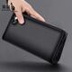 Kangaroo handbag genuine leather wallet men's long anti-theft clutch bag first layer soft cowhide large capacity clutch bag new simple black