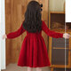 Disney Spring Festival New Year's Wear 26 New Autumn and Winter Girls' Cheongsam Red Dress Velvet New Year's Christmas Gift New Skirt Red Velvet Dress (without bag) 110