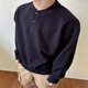 Tanghao (tanghao) Korean version of the new men's relaxed old money knitted sweater, lazy and versatile henley bottoming long-sleeved autumn and winter black high quality XL