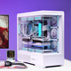 Patriot Star Canlan Dalan Sea View Room Chassis Dual 360 water-cooled non-A-pillar panoramic side-transparent desktop computer mainframe supports ATX back-plug/vertical-mounted graphics card white + Aurora ARGB fans (4 front and 6 reverse)