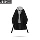 JEEP SPIRIT Jeep fake two-piece sweatshirt hooded splicing mid-length windbreaker men's British style spring and autumn loose wide coat black L