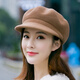 TBRZ light luxury brand women's autumn and winter woolen beret octagonal hat top hat British temperament fashion versatile duck tongue orange red to orange adjustable (54-59cm)