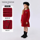 Teenie Weenie Bear Children's Wear 25 Years New Year Girls' Woolen Small Fragrance Style Pleated Dress Red 160cm