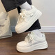 Pull back new winter sneakers for women, all-match thick-soled plus velvet white shoes and cotton shoes J576Z rice/white 37