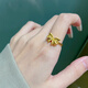 BXE Gold 9999 Bow Ring Fugitive Princess Live Ring Holiday Gift for Girlfriend or Wife Gold Bow Ring 1.12g