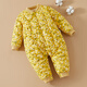Mianguduo Children's Handmade Pure Cotton One-piece Harness Men's and Women's Thickened Warm One-piece Cotton Clothes Baby Harness Climbing Clothes Yellow Bottom Flowers 80 Codes (Suitable for 10-14 Months)