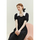 Fanslanen 23FS12399 fake two-piece French style dress for women summer new commuter slimming black XS