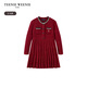 Teenie Weenie Bear Children's Wear 25 Years New Year Girls' Woolen Small Fragrance Style Pleated Dress Red 160cm
