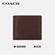 COACH brand direct supply men's short folding cow leather wallet dark brown CR911