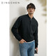 ZINGCHEN Heavy Batik Technology ZINGCHEN Men's Henley Collar Pocket Profile Sweatshirt Baseball Collar Pullover Black 2XL