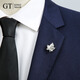Shencheng GT Shencheng Fashionable Retro Maple Leaf Brooch Men's Business Suit Corsage Personalized Versatile Suit Decoration Lapel Pin Gold