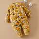 Mianguduo Children's Handmade Pure Cotton One-piece Harness Men's and Women's Thickened Warm One-piece Cotton Clothes Baby Harness Climbing Clothes Yellow Bottom Flowers 80 Codes (Suitable for 10-14 Months)