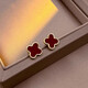 Mansheng Red Four-leaf Clover Earrings Women's Light Luxury High-end Temperament Earrings 2026 New Hot Style Ear Bone Nails as a Gift for Your Girlfriend Red Four-leaf Clover Earrings