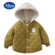 Disney brand boys' autumn and winter cotton coat hooded baby winter quilted jacket 2025 new baby boy children's cotton coat khaki velvet thickened G-shaped cotton coat 85cm (90 yards)