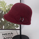 JIASHENGXI Hats for middle-aged and elderly women, mothers, autumn and winter warm fisherman hats, women's high-end wool thickened hats, old ladies basin hats, burgundy