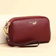 Crocodile shirt double zipper first layer cowhide wrist bag women's clutch bag simple long wallet T2008 wine red