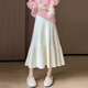 Yijian knitted pleated skirt for women in autumn and winter, small, high-waisted, slim, mid-length, a-line umbrella skirt, long skirt, versatile knitted pleated skirt, off-white - one size fits all (recommended 80-120 Jin Jin equals 0.5 kg)