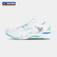 Zapatos de bádminton VICTOR Zapatos deportivos antideslizantes resistentes al desgaste para hombres y mujeres Zapatos de bádminton Victory Zapatos de competición Dai Ziying que absorben los golpes P9200TTY NLite AR blanco/blanco verde agua nuevo estilo 40.5