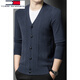 TOME BORNEK2024 New V-neck 100% Cardigan Sweater Men's Cardigan Jacket Casual Knitted Sweater Autumn and Winter Sweater Dad's Wear Yanyutuo 105