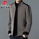 Pierre Cardin 2025 high-end woolen jacket men's autumn and winter fashionable casual wool jacket stand-up collar jacket middle-aged dad top camel M 170