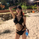 Kebo (KEBO) new swimsuit female Internet celebrity vacation sexy bikini two-piece set black strap art test swimsuit black L