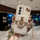 LUO LUOU OPPO RENO12 Крушение мобильного телефона Crossbody Shell Shell Reno12pro Chain Strap Silicone Shell Shell Case Case Bocke Cross Cross Diamond Main Card Card Card Anti -Fall Full Cover Soft Shell Model [White - Diamond Bear Bag Model] + Crossbody Lanyard + Screction Protector Oppo12 Reno12