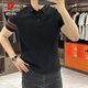 Pierre Cardin European men's short-sleeved polo shirt summer slim lapel T-shirt top business casual splicing Paul Gray XL