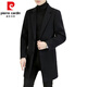 Pierre Cardin (Pierre Cardin) Down Lined Double-sided Woolen Coat Men's Wool Woolen Windbreaker Mid-Length Cashmere Jacket Spring Autumn Winter Men's Clothing Black (70 Wool) L 120-140Jin Jin is equal to 0.5 kg