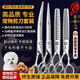 Xuanniao professional pet grooming scissors, straight cut, curved scissors, tooth scissors, fish bone scissors, cat and dog teddy bear trimming set tools, small and medium-sized, 7 curved scissors + 6.5 tooth scissors, bright (hand handle)