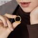 Lukfook Jewelry Pure Gold Love Small Square Ring Solid Couple Gold Ring Price L07TBGR0006 No. 18 - About 4.29 grams