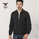 龙达飞春秋季新款青年男士休闲立领简约短款夹克外套潮D11150A1 黑色 M170