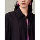
Pink blue wardrobe 2024 spring and summer i new style silhouette ripples cloud smoke floating yarn loose long-sleeved shirt for women 5A2C983 ink black L