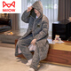 
Cat Man (MiiOW) nightgown men's three-layer cotton thickened plush winter coral velvet long home clothes men's pajamas flannel suit 6173JI plaid bear grey L [sleeping gown + cotton pants]