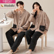 Modal flannel couple pajamas autumn and winter thickened warm coral velvet women's cartoon winter men's home wear suit kimono flannel M7820 main picture M women's 80-95Jin Jin is equal to 0.5 kg