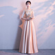 Li Baixin high-end evening dress women's new noble banquet temperament dress long host chorus performance clothing champagne color XXXL