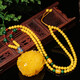 Musi Christmas Eve Gift Musi Selected Beeswax Pendant Necklace Peony Flower Chicken Butter Yellow Amber Sweater Chain Women's Long Style High-end Hanging Selected Chicken Butter Yellow Peony Flower Model (With Chain)