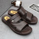 Sandales masculines Shanghai Huili pour hommes Semelle Sole porte décontracté d'âge moyen et jeune papa âgé plage de plage antidérapante Sandales à double usage 3888 Black [Taille standard] 41