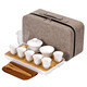 Gold inlaid jade travel tea set, mutton-fat jade porcelain household ceramic white porcelain with tea tray and bowl set, gift Kung Fu tea set, Leshui mutton-fat jade porcelain set