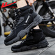 Huili Herrenschuhe, hohe Top-Martin-Stiefel, Herrenstiefel, Herbst und Winter 2024 Trendy Retro-Arbeitsschuhe, ungeschleudere dicke Casual-Schuhe, Herren Black 41