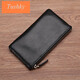 Tushky Handtasche Herren 2025 Neues echtes Leder weiche Leder Herren Brieftasche Langes Reißverschluss Business Casual Top Layer Cowide Mobiltelefon Beutel Schwarz große Größe