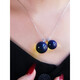 Dingying Mexican purified blue amber single pendant, amber bead necklace, clavicle chain, high-end fashion sweater chain for women, classic princess single diamond blue amber 14mm pendant with free silver chain