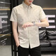 XUANLAIYA men's short-sleeved shirt jacket summer large size half-sleeved solid color casual slim Korean style trendy youth shirt men 826 blue XL