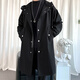 Lovren thickened cotton autumn and winter coat windbreaker men's medium-length large size loose casual trendy knee-high coat hooded jacket black regular thickness 3XL (suitable for 175-210Jin Jin equals 0.5 kg)